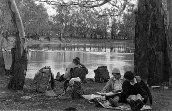 Murray River scene, Clump Point, Barmah Forest, Queens Birthday weekend, 1964.